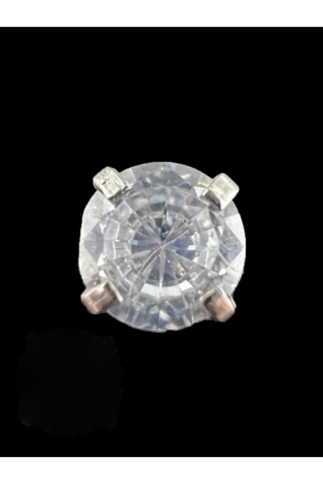 316l Paslanmaz Kararmaz Cerrahi Çelik Zirkon Taşlı 8mm Tragus Helix Kıkırdak Yuvarlak Model Piercing