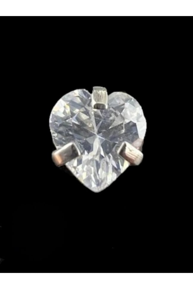 316l Paslanmaz Kararmaz Cerrahi Çelik Zirkon Taşlı 8mm Bar Tragus Helix Kıkırdak Kalp Model Piercing