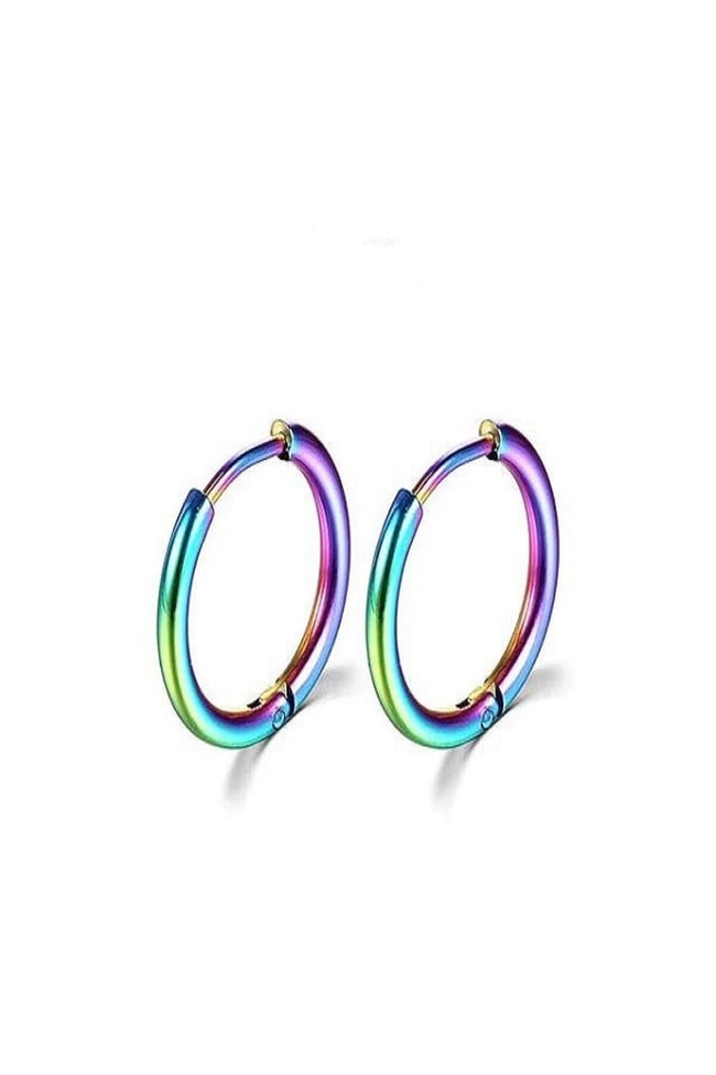 316l Paslanmaz Kararmaz Cerrahi Çelik Unisex Halka Küpe Hologramlı