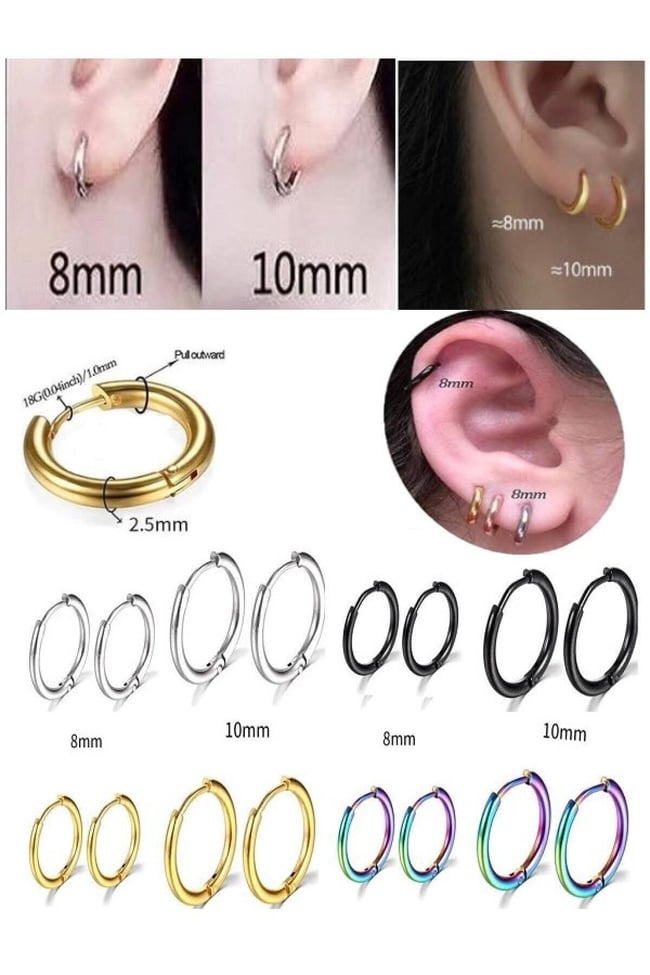 316l Paslanmaz Kararmaz Cerrahi Çelik Unisex Halka Küpe Gold Renk
