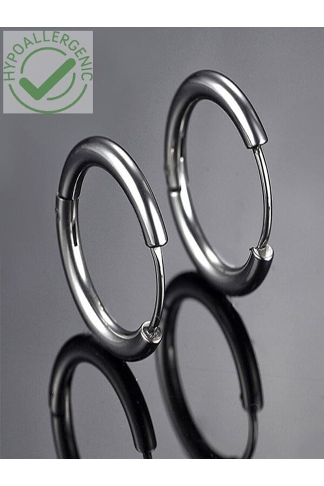 316l Paslanmaz Kararmaz Cerrahi Çelik 10mm Unisex Halka Küpe (GÜMÜŞ RENK)