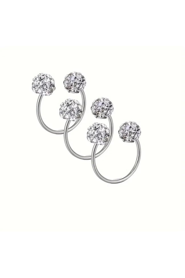 3'lü 316l Kararmaz Cerrahi Çelik Kristal Taşlı Kıkırdak Dudak Burun Septum Tragus Piercing