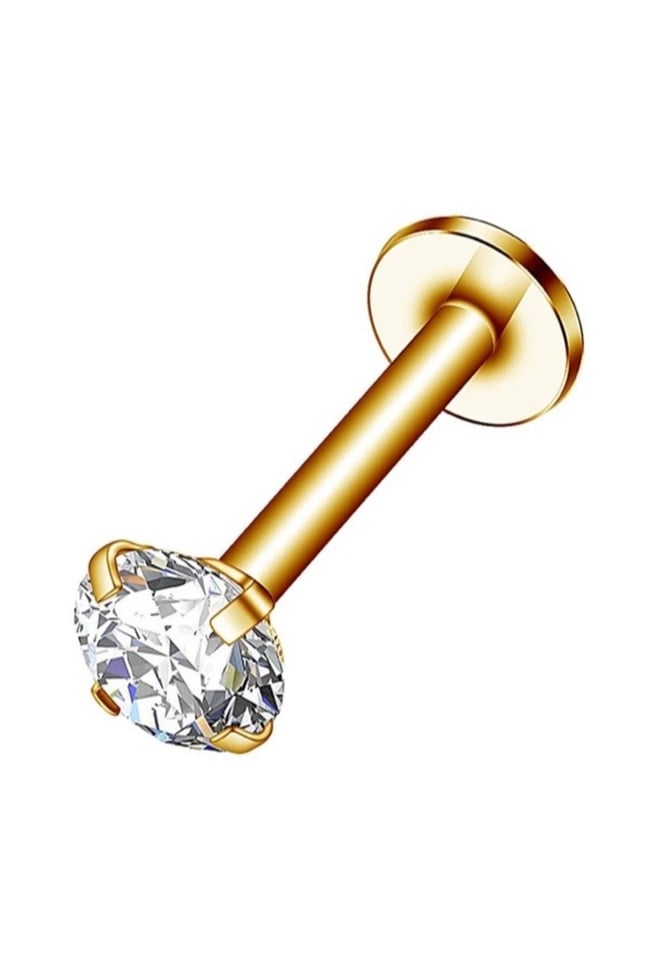 3'lü Cerrahi Çelik Tragus Helix Dudak Kıkırdak Piercing Küpe Gold Renk (BAR UZUNLUĞU SEÇİNİZ)