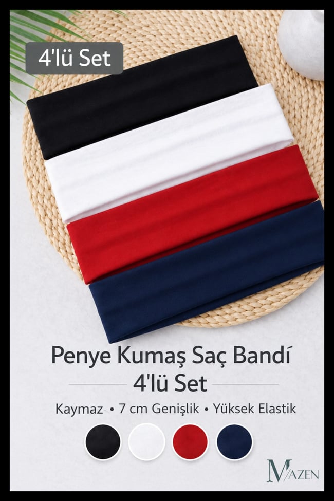 4 Adet Çok Amaçlı Penye Sporcu Bandı Saç Kafa Bandanası Yoga Ter Bandı Unisex