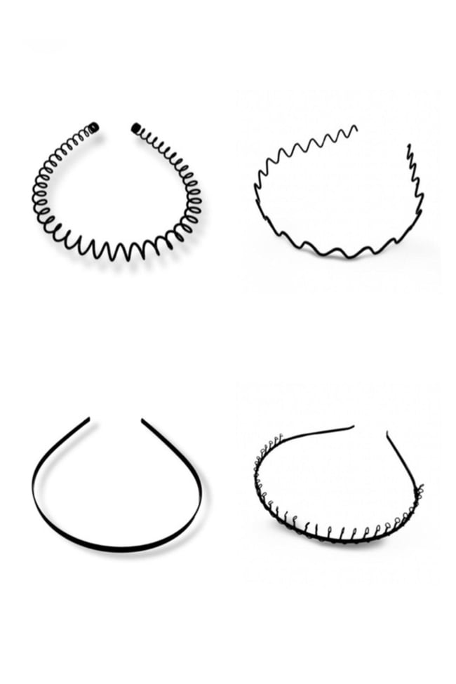 4'lü Set sporcu Unisex Metal Taç Yaylı Taraklı Zigzag Düz Tac