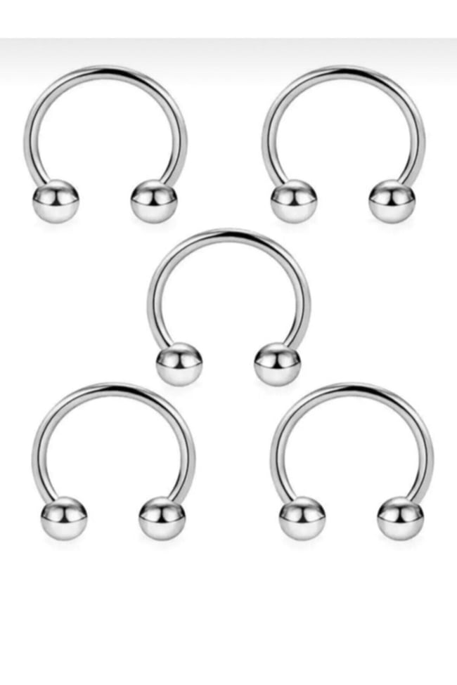 5 Adet 316 L Cerrahi Çelik Piercing 8mm Tragus Septum Helix Dudak Piercing