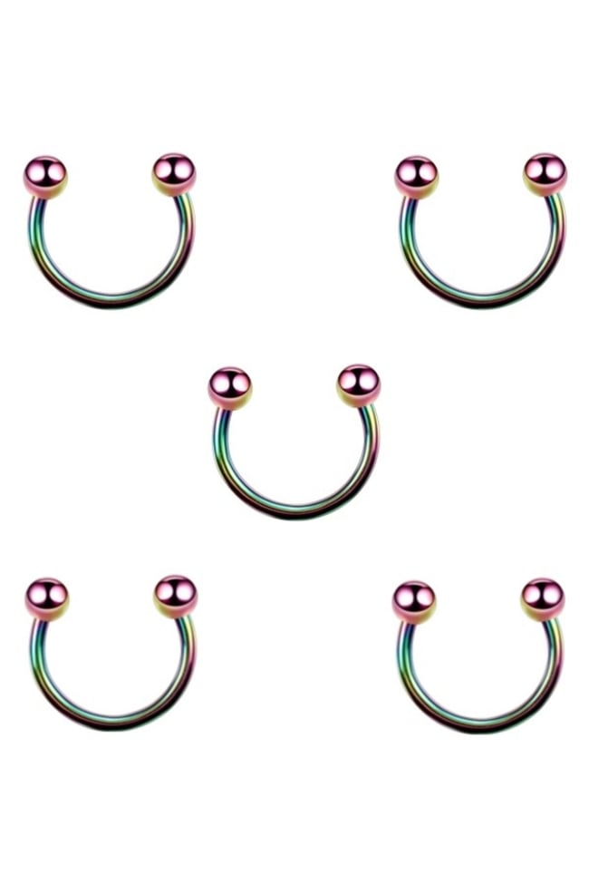 5 Adet Cerrahi Çelik 8 mm Nal Piercing Yarım Halka Piercing