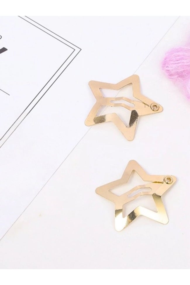 5'li Yıldızlı Sarı Çıtçıt Toka Gold Renk Metal Yıldız Toka 3 cm