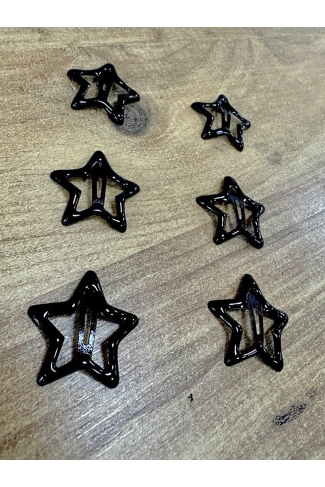 6'lı Siyah Yıldızlı Çıtçıt Toka 3 Cm Parlak Yüzeyli Kaliteli Toka