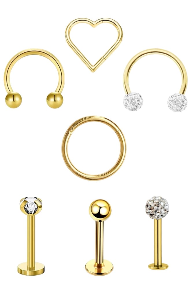 7 Farklı Model Cerrahi Çelik Set Piercing 8 mm