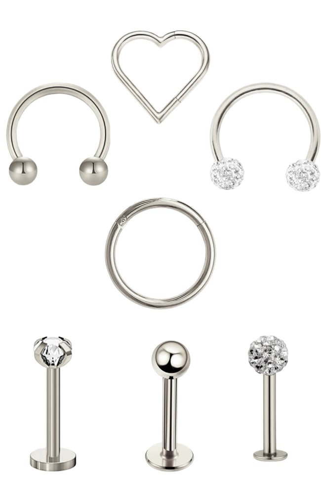 7 Farklı Model Cerrahi Çelik Set Piercing 8 mm
