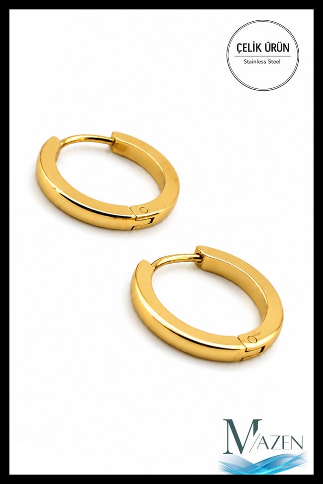 7 mm Cerrahi Çelik Kesitli Bar Kararmaz Halka Küpe Gold Renk Alerji Yapmaz