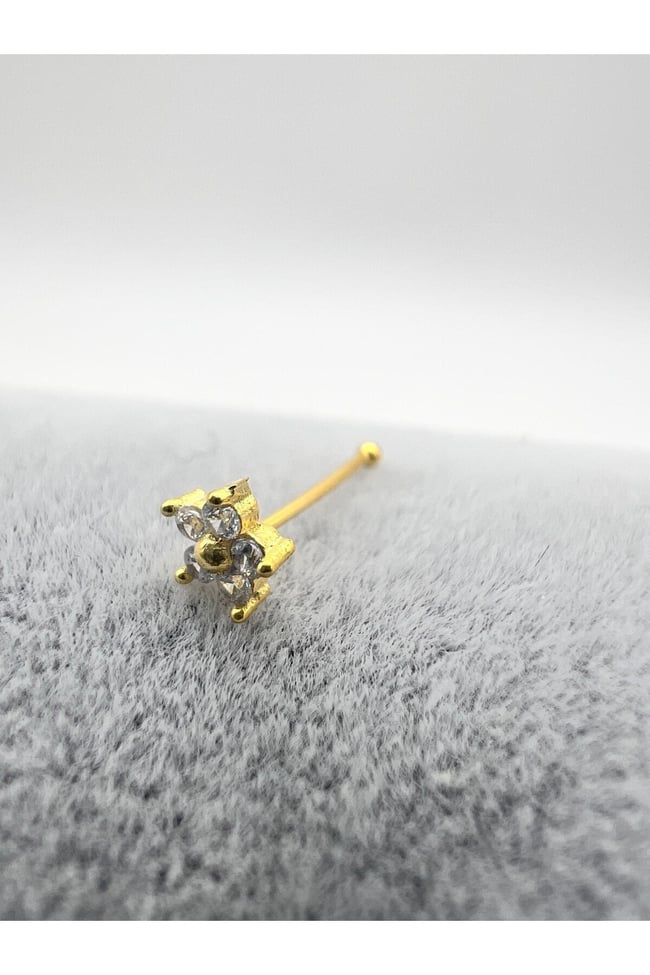 925 Ayar Gümüş Hızma. Yıldız Model Zirkon Taşlı Gold Renk