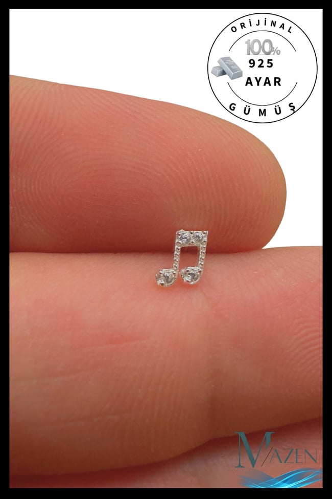 925 Ayar Gümüş Tekli Hızma | Minimalist Burun Piercing | Kadın Takı Aksesuar Nota Model