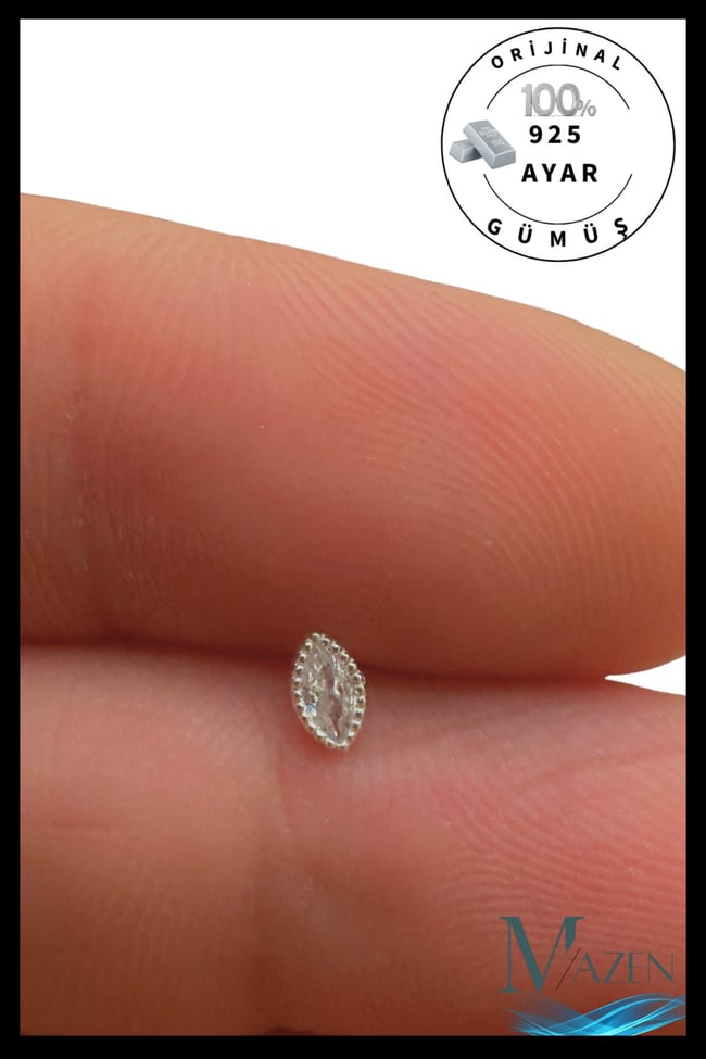 925 Ayar Gümüş Tekli Hızma | Minimalist Burun Piercing | Kadın Takı Aksesuar Elips Model