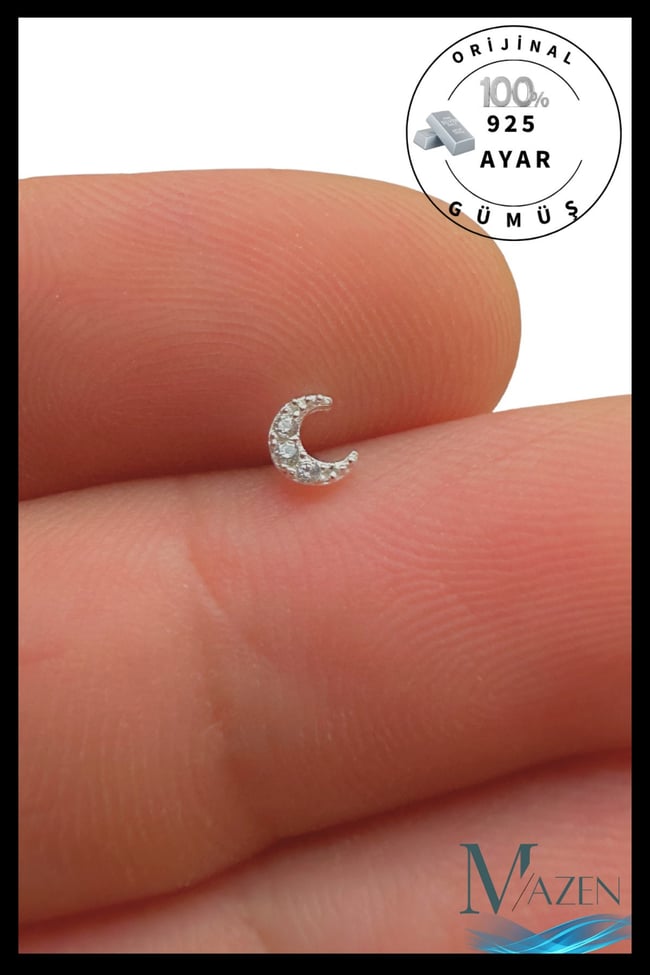925 Ayar Gümüş Tekli Hızma | Minimalist Burun Piercing | Kadın Takı Aksesuar Hilal Model
