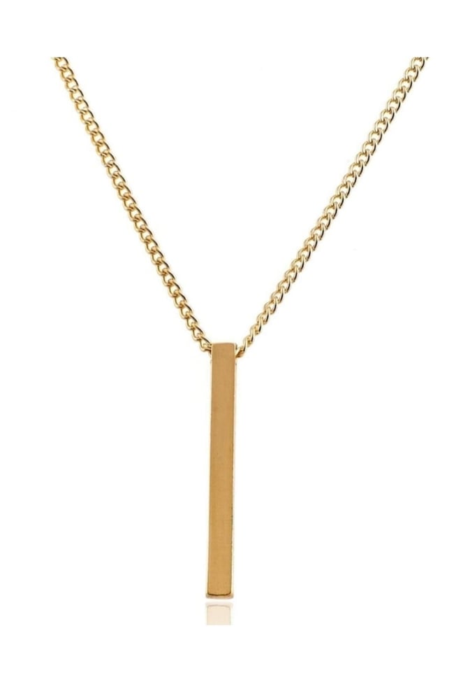 Altın Renk Çubuk Bar Zincirli Kolye 60 Cm Unisex