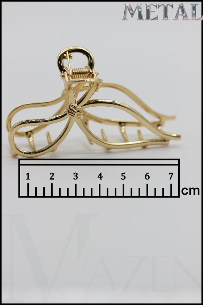 Altın Renk Metal Mandal Toka Fiyonk Şekilli Şık Saç Tokası 7 cm