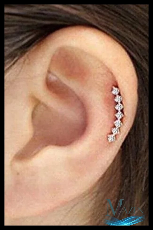 Arkası Toplu Helix Küpe Cerrahi Çelik 316l Gümüş Tragus Küpe 1 Adet