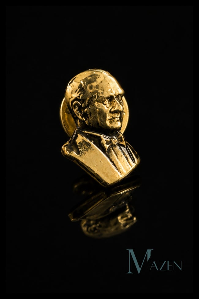 Atatürk Büst Metal Yaka Rozeti Gold Renk Küçük Boy