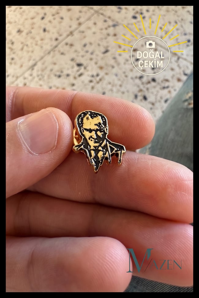 Atatürk Silüet Gold Yaka Rozeti Metal Kıyafet Rozeti Ceket Çanta Şapka Aksesuarı
