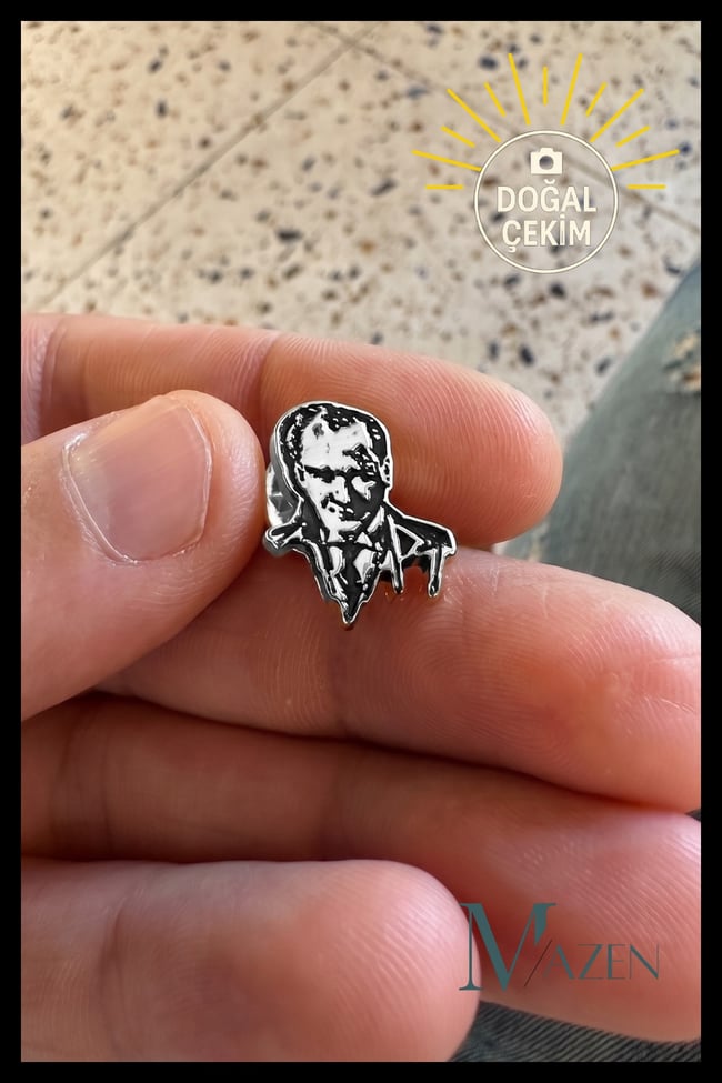 Atatürk Silüet Gümüş Renk Yaka Rozeti Metal Kıyafet Rozeti Ceket Çanta Şapka Aksesuarı
