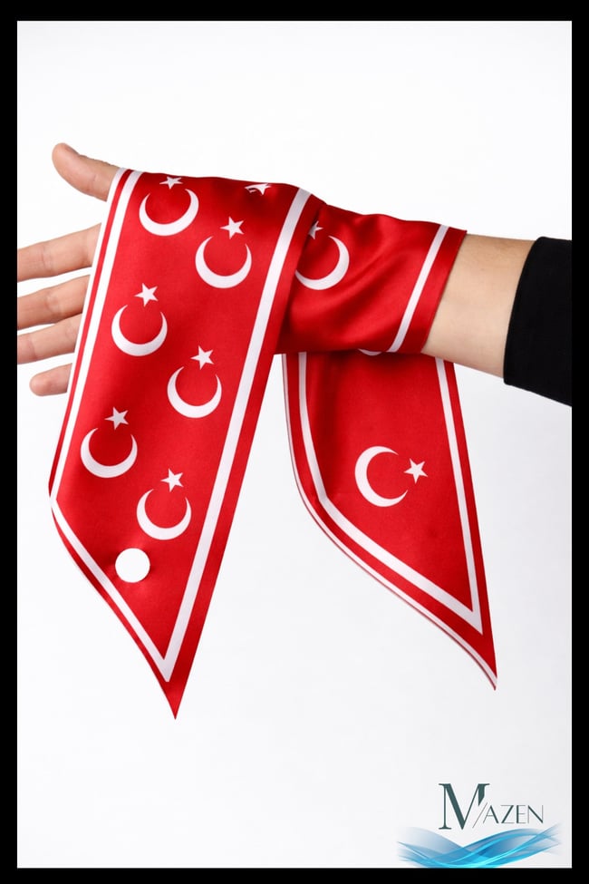 Ay-Yıldız Kravat Fular | Türk Bayrak Desenli | Saten Şık Boyun Aksesuarı