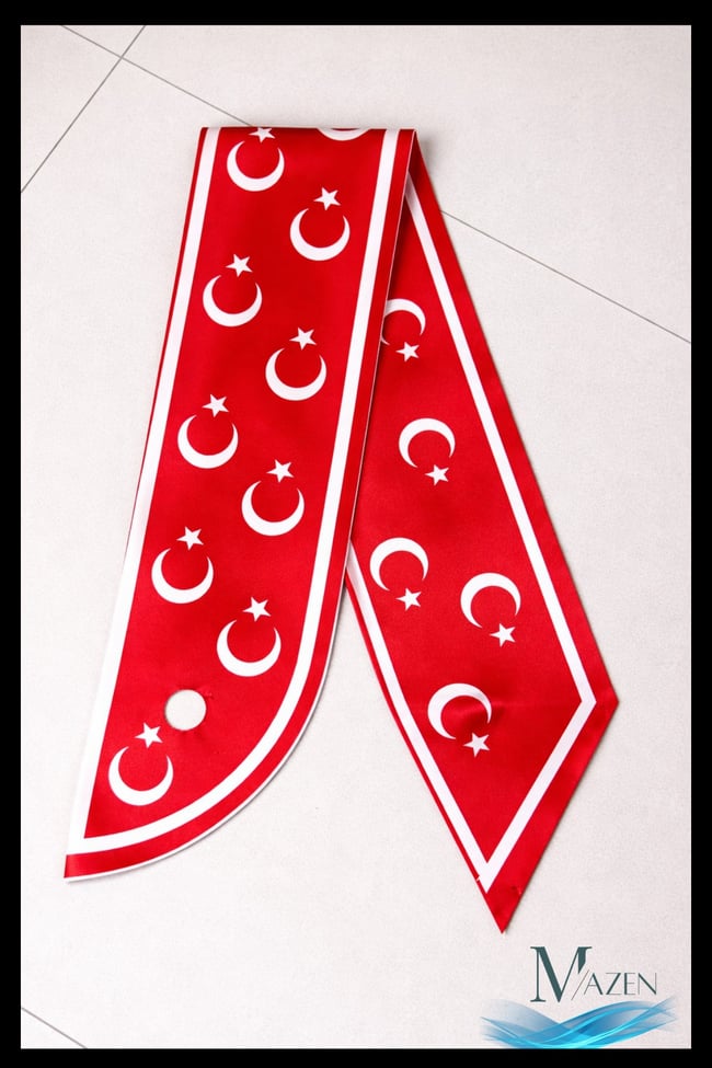 Ay-Yıldız Kravat Fular | Türk Bayrak Desenli | Saten Şık Boyun Aksesuarı