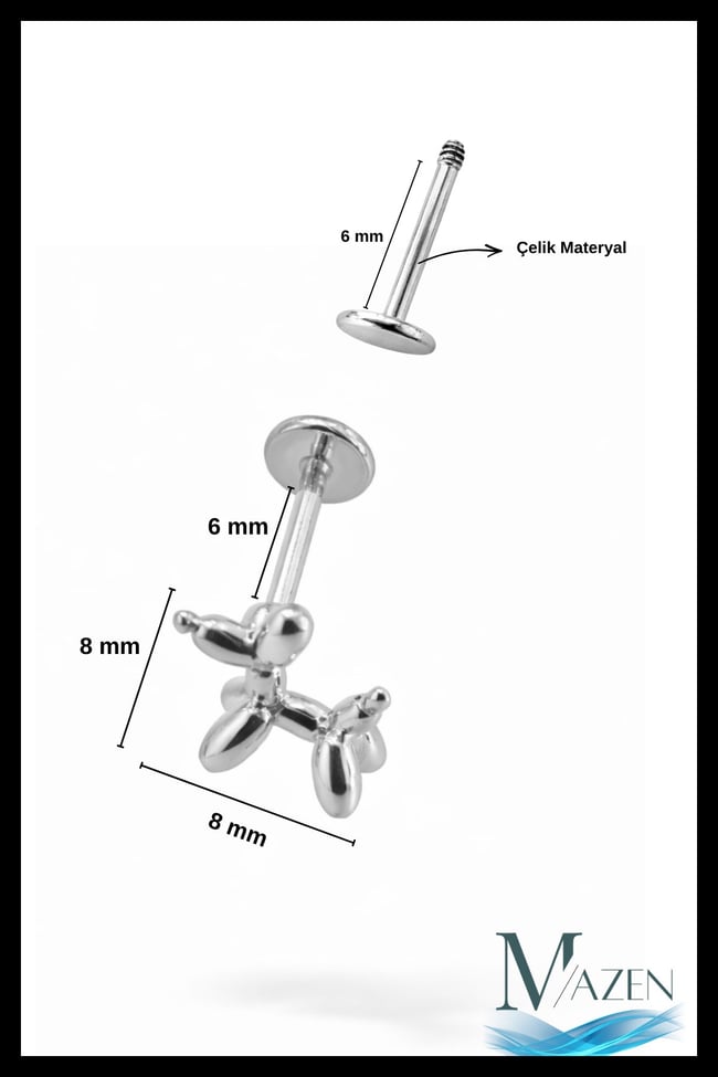 Balon Köpek Figürlü Helix Tragus Piercing | Gold Renk | 316L Çelik | Minimal Tasarım