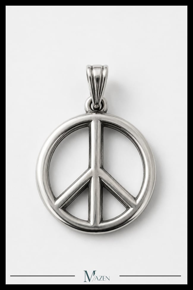 Barış Sembolü Peace İşareti Gümüş Renk Kolye Ucu Retro Hippie Unisex Tasarım