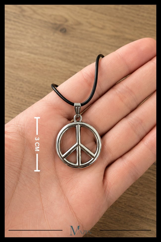 Barış Sembolü Peace İşareti Gümüş Renk Kolye Ucu Retro Hippie Unisex Tasarım