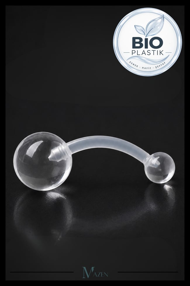 Bioplastik Göbek Piercing Şeffaf Esnek Barbell Göbek Takısı