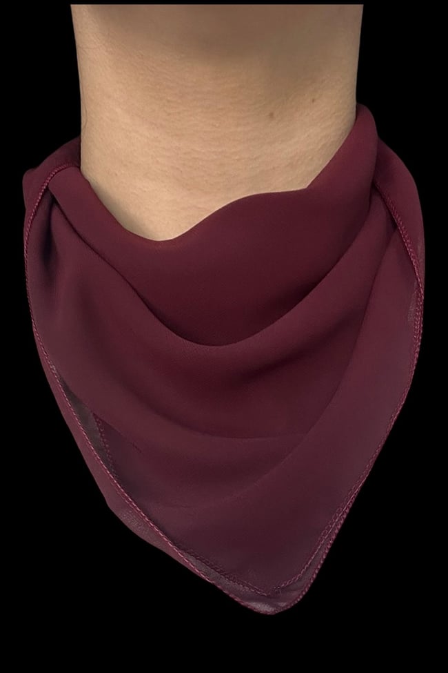Bordo,  Düz Şifon Fular Çok Amaçlı Aksesuar 45x45