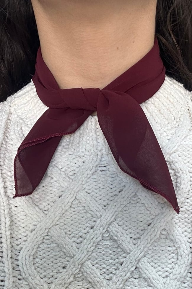 Bordo,  Düz Şifon Fular Çok Amaçlı Aksesuar 45x45