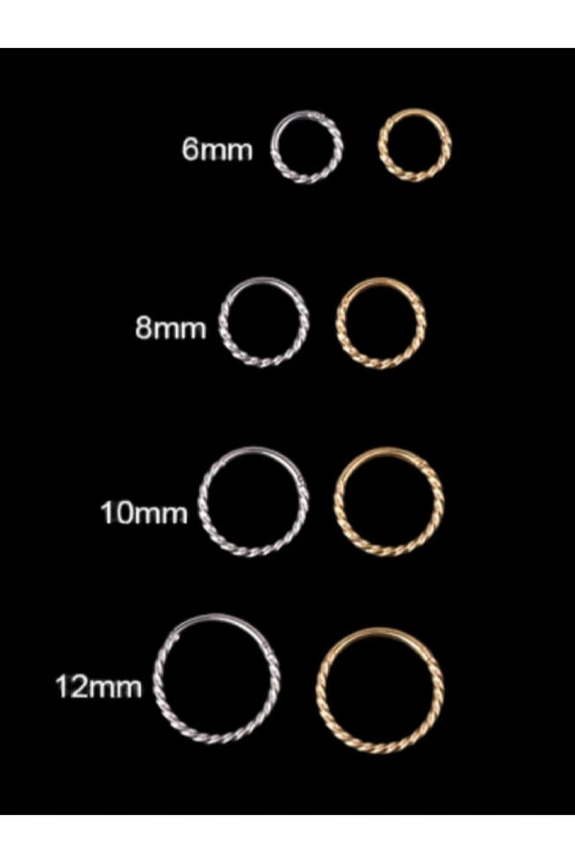 Burgulu Gold Cerrahi Çelik Tragus Helix Piercing Küpe 1 Adet Tam Tur Piercing ( Beden Seçenekli)