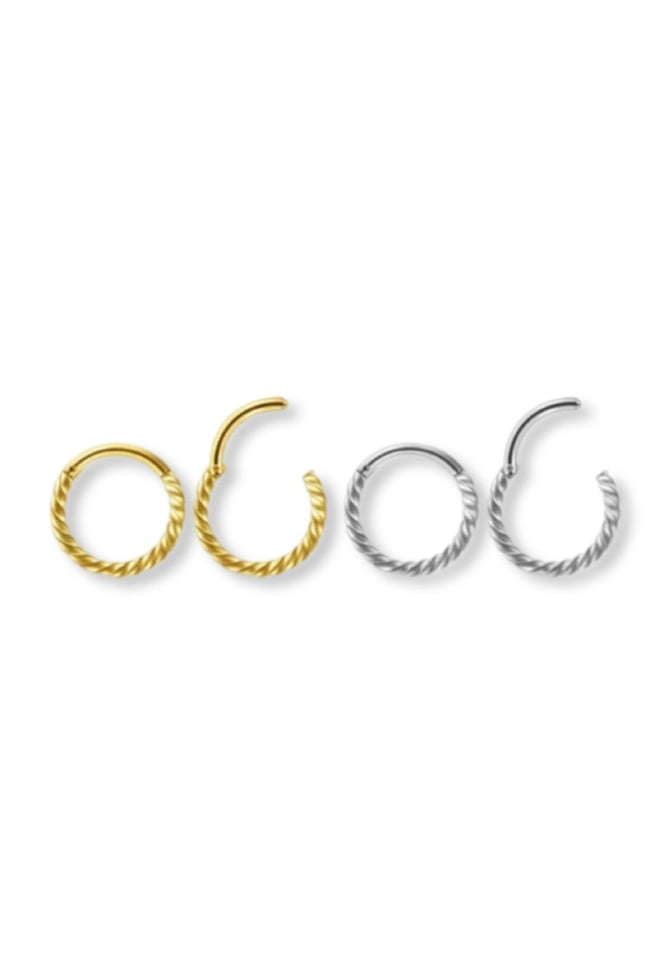 Burgulu Gold Cerrahi Çelik Tragus Helix Piercing Küpe 1 Adet Tam Tur Piercing ( Beden Seçenekli)