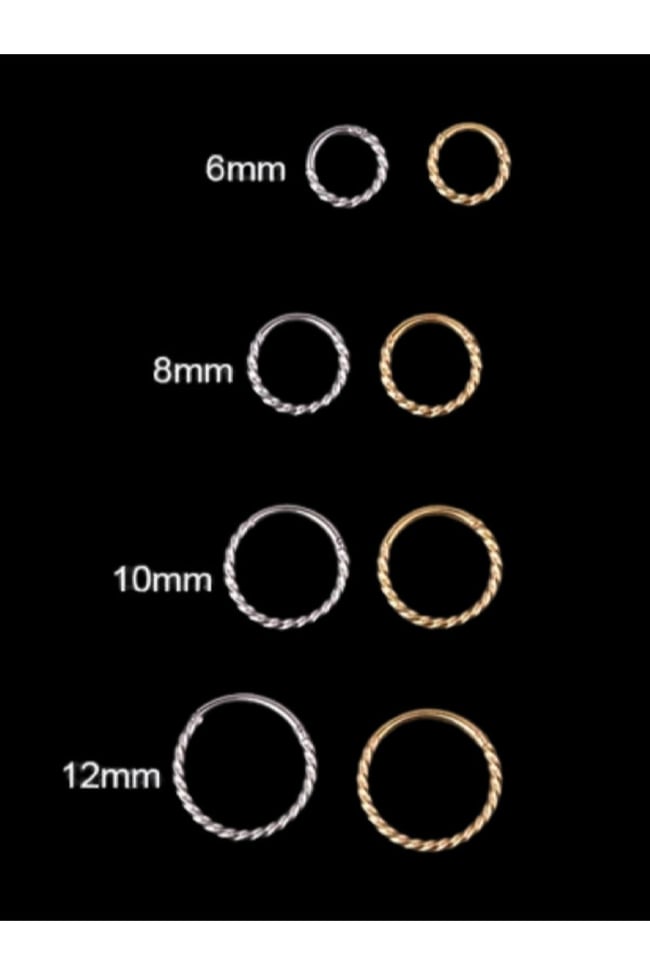 Burgulu Gümüş Renk Cerrahi Çelik Tragus Helix Piercing Küpe Tam Tur Piercing ( Beden Seçenekli)