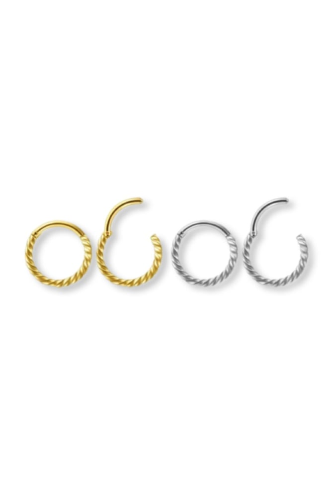 Burgulu Gümüş Renk Cerrahi Çelik Tragus Helix Piercing Küpe Tam Tur Piercing ( Beden Seçenekli)