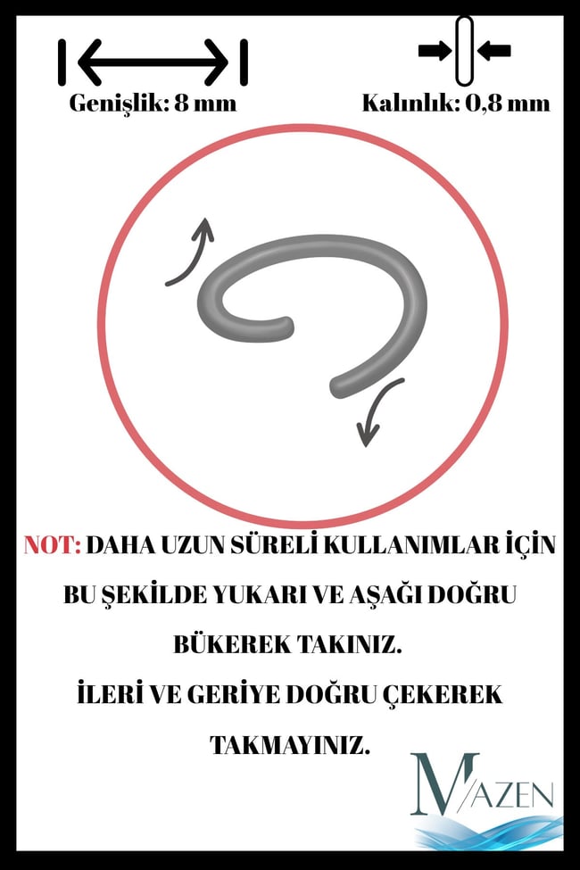 Burun Halkası | Çelik Halka Hızma | Bükerek Aç/Kapat | Gümüş Renk
