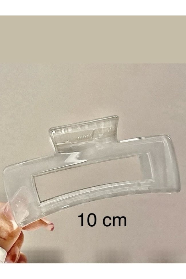 Büyük Boy Şeffaf Dikdörtgen Mandal Toka 10 CM