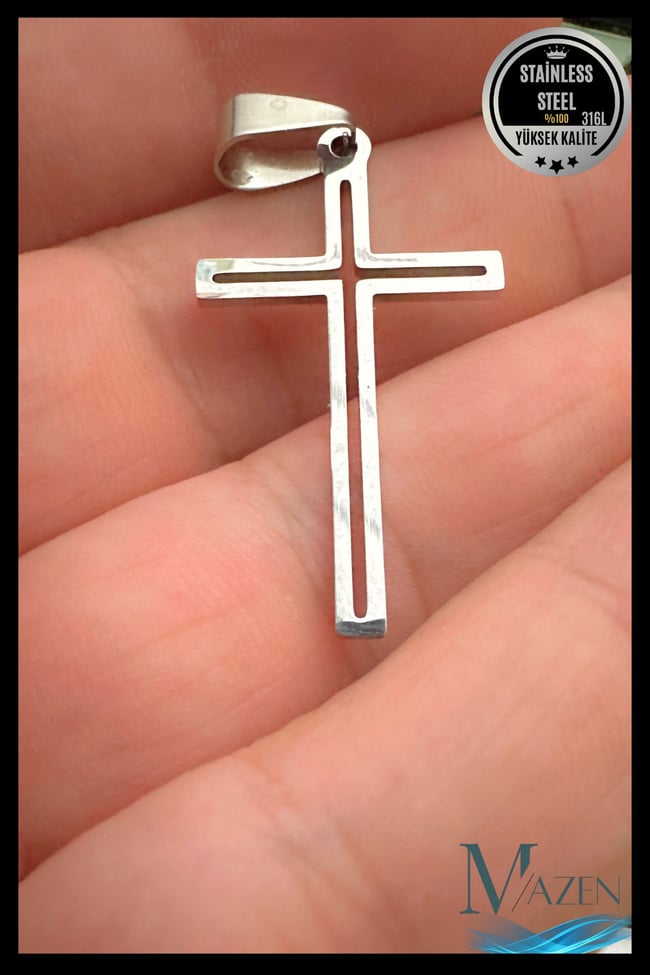 Çelik Haç Kolye Ucu | Paslanmaz Kararmaz Metal | Erkek Kadın Takı Aksesuar ( 4 cm )