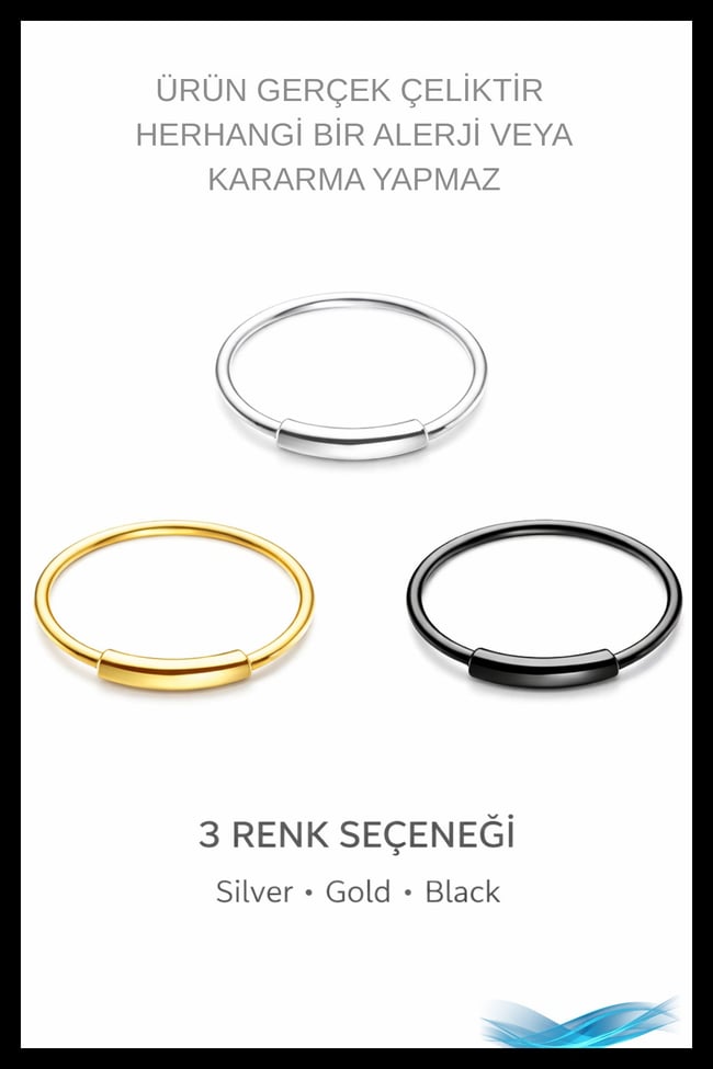 Çelik Tam Halka Hızma Piercing Kararmaz Antialerjik