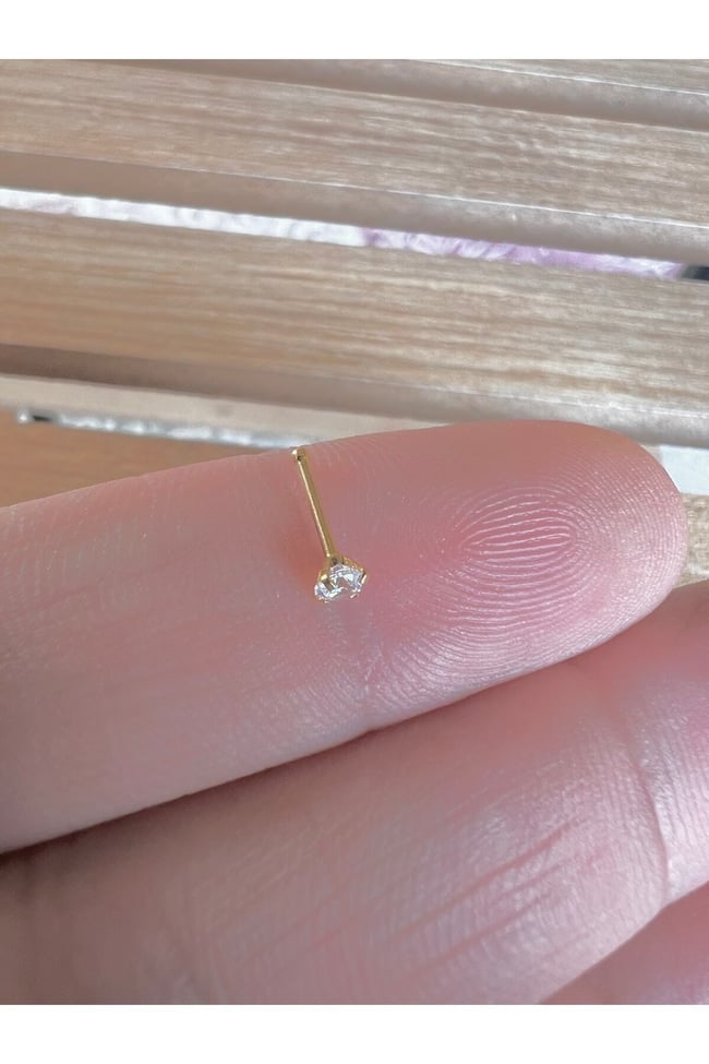 Cerrahi 316l Çelik Hızma Zirkon Taşlı Gold Renk