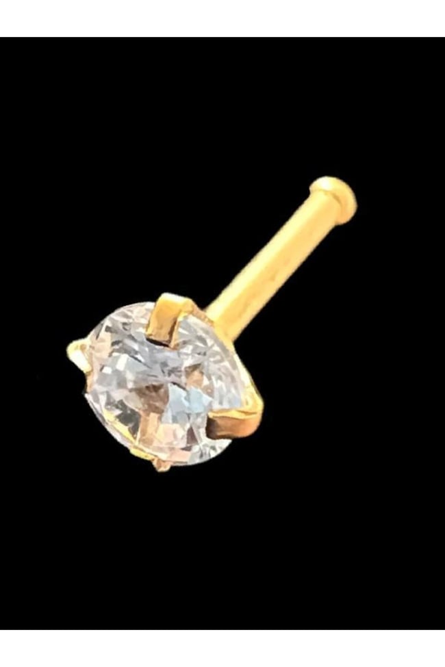 Cerrahi 316l Çelik Hızma Zirkon Taşlı Gold Renk