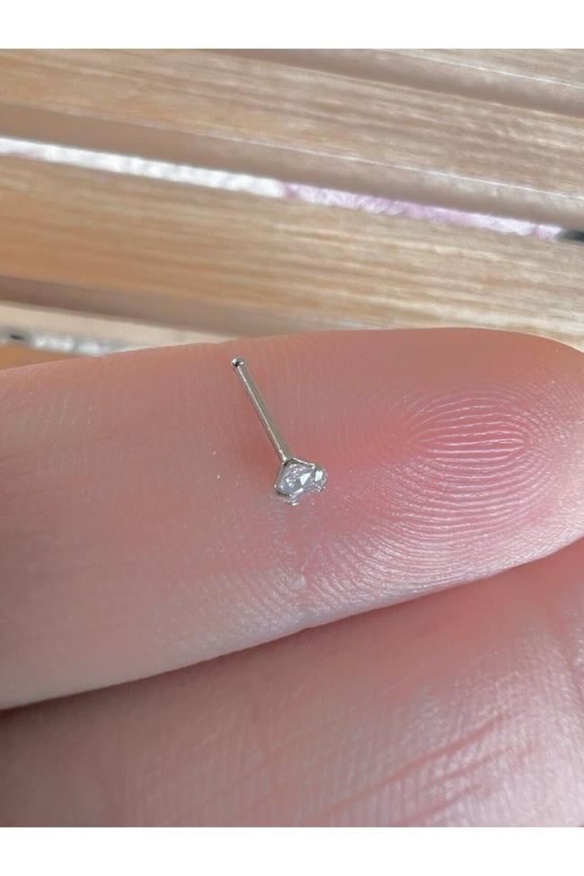 Cerrahi 316l Çelik Hızma Zirkon Taşlı Gümüş Renk