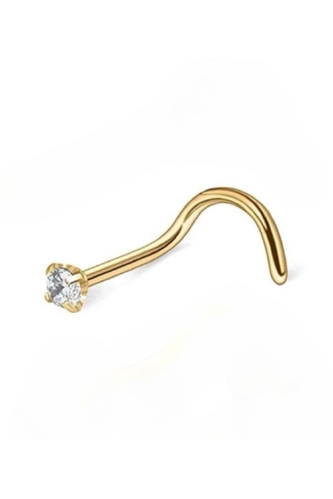 Cerrahi 316l Çelik Spiral Hızma Zirkon Taşlı Gold Renk