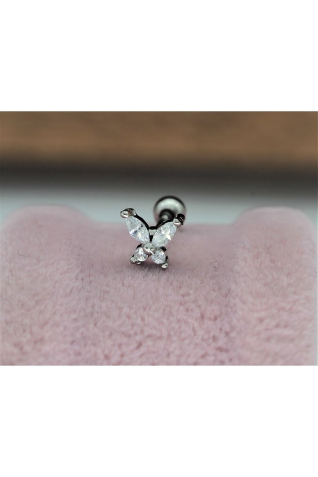 Cerrahi Çelik Kelebek Tragus, Kıkırdak, Helix Piercing 1 Adet(ÇİFT TARAFLI AÇILABİLİR)