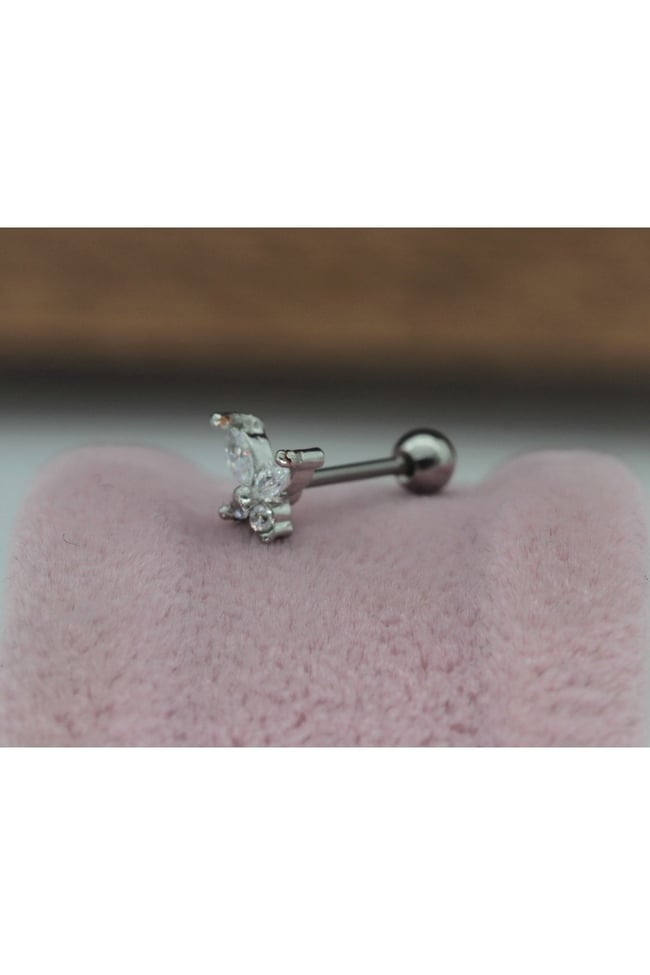 Cerrahi Çelik Kelebek Tragus, Kıkırdak, Helix Piercing 1 Adet(ÇİFT TARAFLI AÇILABİLİR)