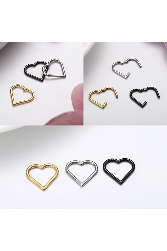 Cerrahi Çelik Klipsli Kalp Tragus, Helix, Lobe, snug Küpe Piercing