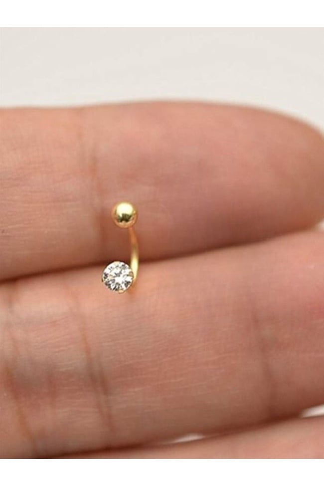 Cerrahi Çelik Piercing Küpe Zirkon Taşlı ve Toplu Halka Model Gold Renk